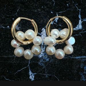 Faux pearl hoop earrings